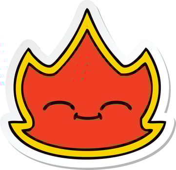sticker of a cute cartoon fire vector