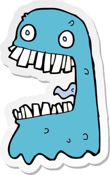 sticker of a cartoon gross ghost vector