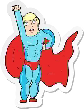 sticker of a cartoon superhero vector