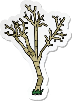 sticker of a cartoon winter tree vector