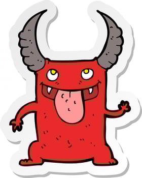 sticker of a cartoon devil vector