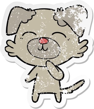 distressed sticker of a cartoon dog thinking vector