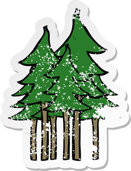 retro distressed sticker of a cartoon tree symbol vector
