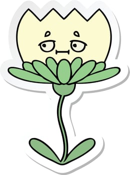 sticker of a cute cartoon flower vector