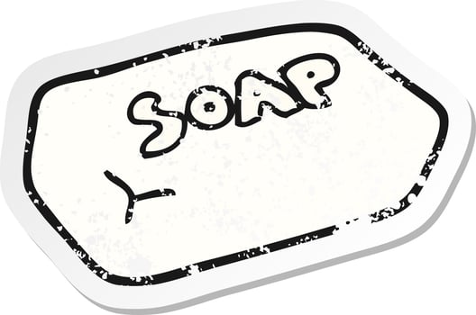 retro distressed sticker of a cartoon soap vector