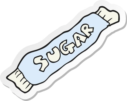 sticker of a cartoon packet of sugar vector