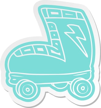 cartoon sticker roller skate boot vector