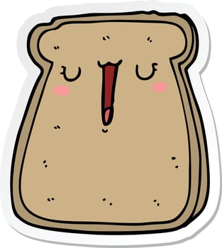 sticker of a cartoon toast vector