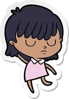 sticker of a cartoon woman vector