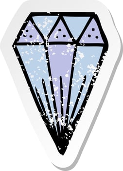 retro distressed sticker of a cartoon diamond symbol vector