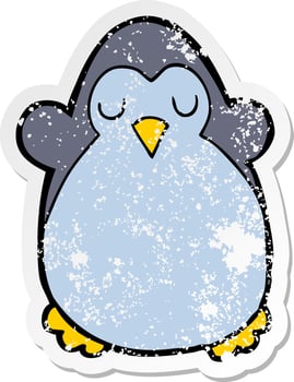 distressed sticker of a cartoon penguin vector