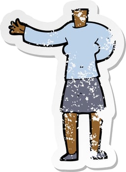 retro distressed sticker of a cartoon female body vector