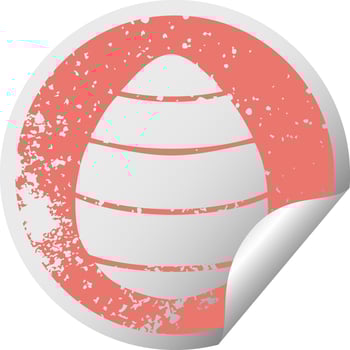 quirky distressed circular peeling sticker symbol easter egg vector