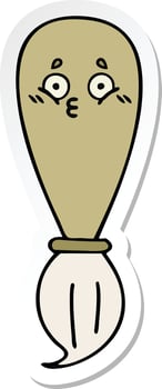 sticker of a cute cartoon paint brush vector