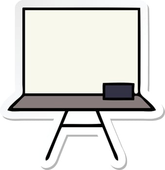 sticker of a cute cartoon white board vector