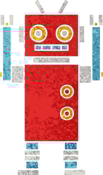 retro illustration style cartoon dancing robot vector