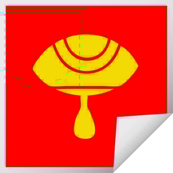 square peeling sticker cartoon crying eye vector