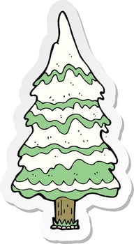sticker of a cartoon christmas tree vector