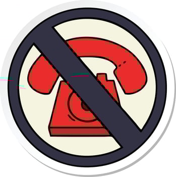 sticker of a cute cartoon no phones allowed sign vector