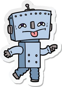 sticker of a cartoon robot vector
