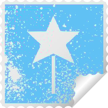 distressed square peeling sticker symbol star wand vector