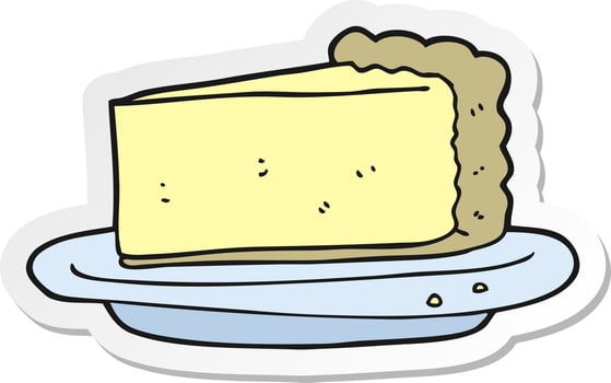 sticker of a cartoon cheesecake vector