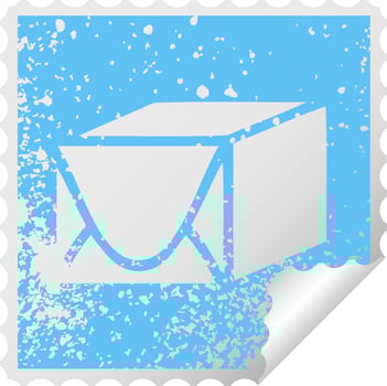 distressed square peeling sticker symbol paper parcel vector