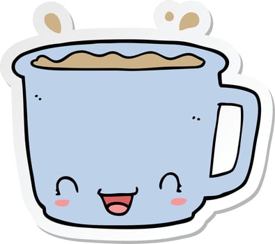 sticker of a cartoon cup of coffee vector