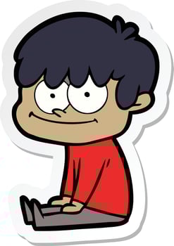 sticker of a happy cartoon man vector