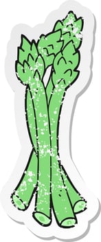 distressed sticker of a cartoon asparagus vector