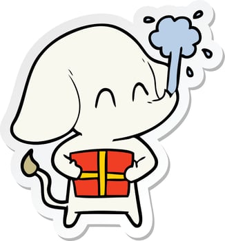 sticker of a cute cartoon elephant spouting water vector