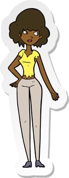 sticker of a cartoon pretty woman vector