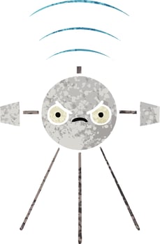 retro illustration style cartoon satellite vector