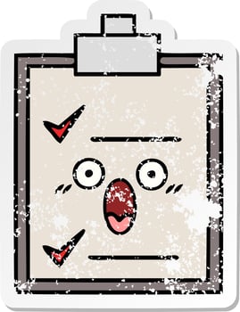 distressed sticker of a cute cartoon check list vector