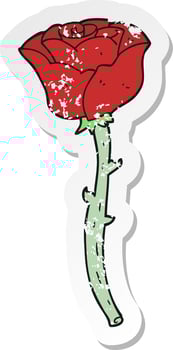 retro distressed sticker of a cartoon rose vector