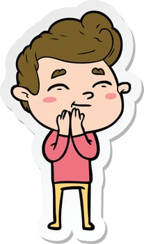sticker of a happy cartoon man vector