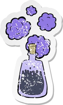 retro distressed sticker of a cartoon magic potion vector