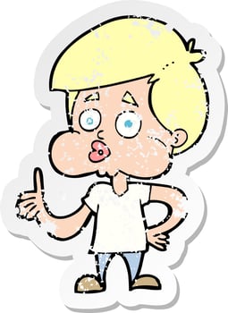 retro distressed sticker of a cartoon boy giving thumbs up vector
