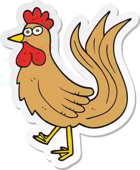 sticker of a cartoon cock vector