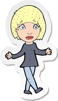 sticker of a cartoon suprised woman vector