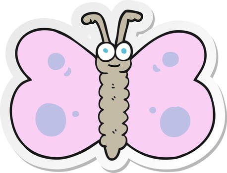sticker of a cartoon butterfly vector