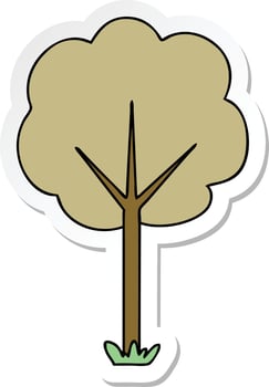 sticker of a quirky hand drawn cartoon tree vector