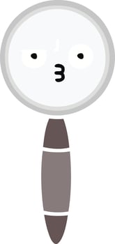 flat color retro cartoon magnifying glass vector