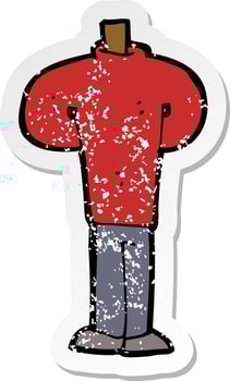 retro distressed sticker of a cartoon body standing still vector