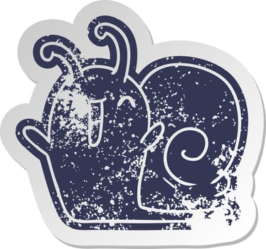 distressed old sticker kawaii happy cute snail vector