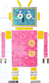 retro illustration style cartoon robot vector