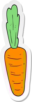 sticker of a cartoon carrot vector