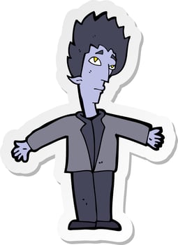 sticker of a cartoon vampire man vector