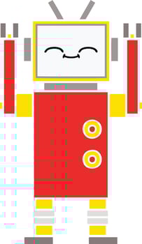 flat color retro cartoon robot vector