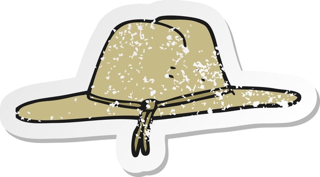 retro distressed sticker of a cartoon hat vector